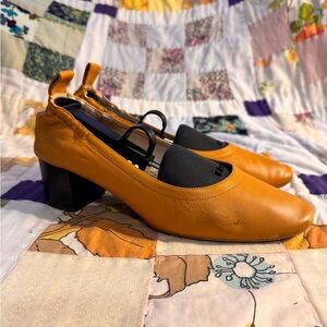 Everlane The Day Heel - Honey Yellow Italian Leather